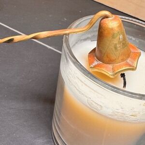 Vintage Twisted Bronze Signed Metal Candle Snuffer Tapered Bell End Japan A&G